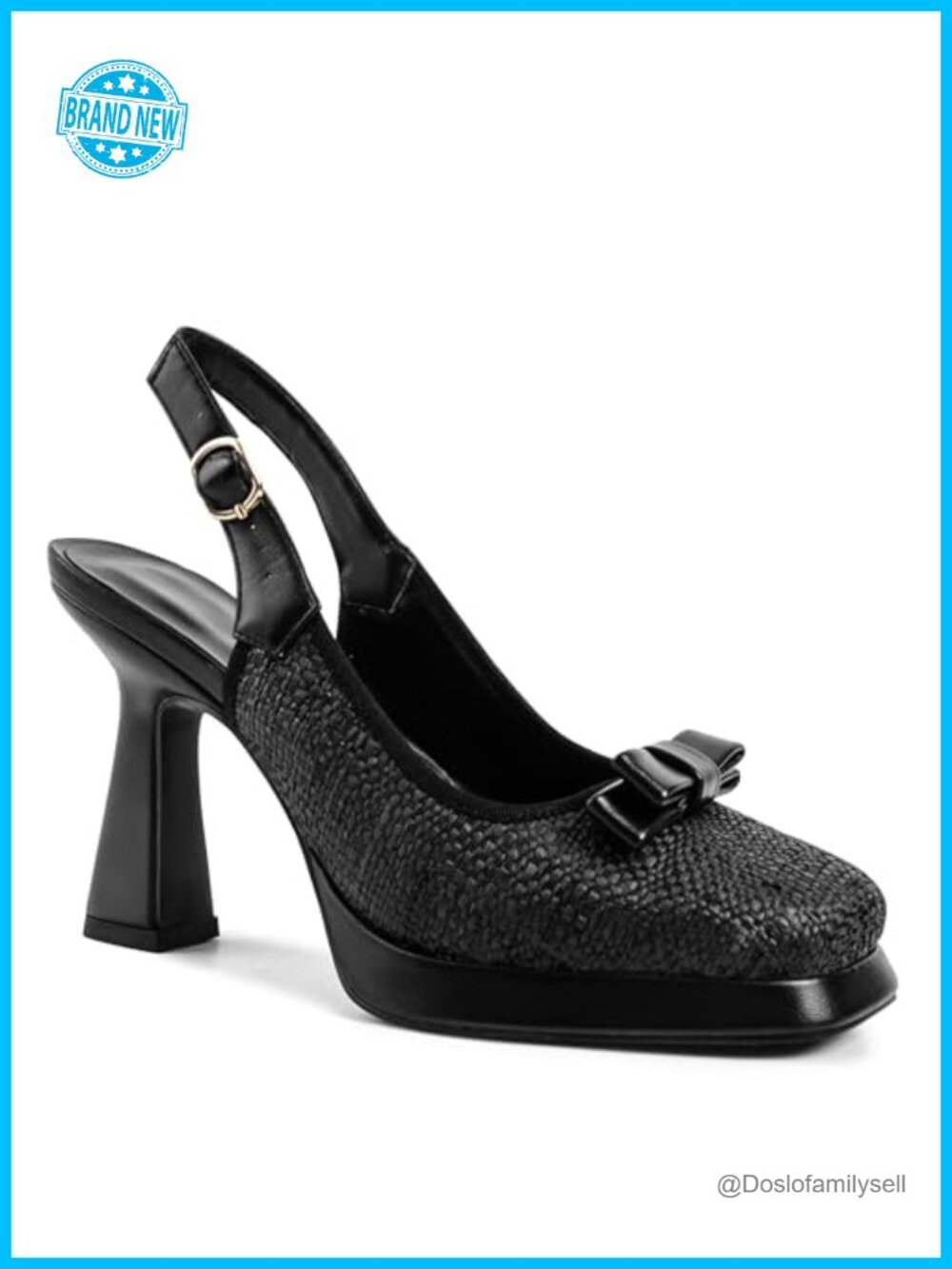 Ann Creek Slingback Pumps Square Toe Block High Heels Mary Jane Braid for